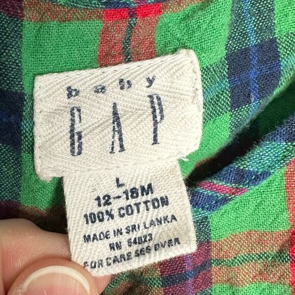 Vintage 1990s Y2K Baby Gap Plaid Check Patch Dress - 12-18 Months - Picture 4 of 5